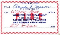 volunteer fire fighter membership card