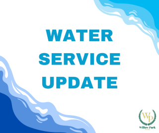 blue and white background that says "water service update"