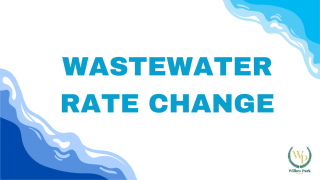 White background with text that reads "wastewater rate change"