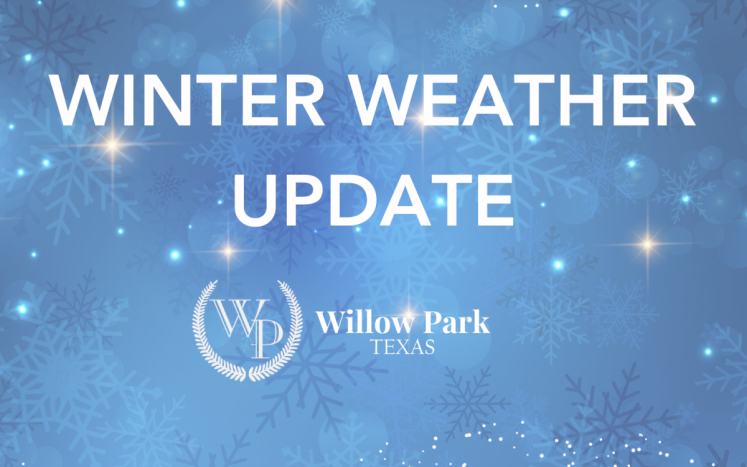winter weather update graphic with city logo