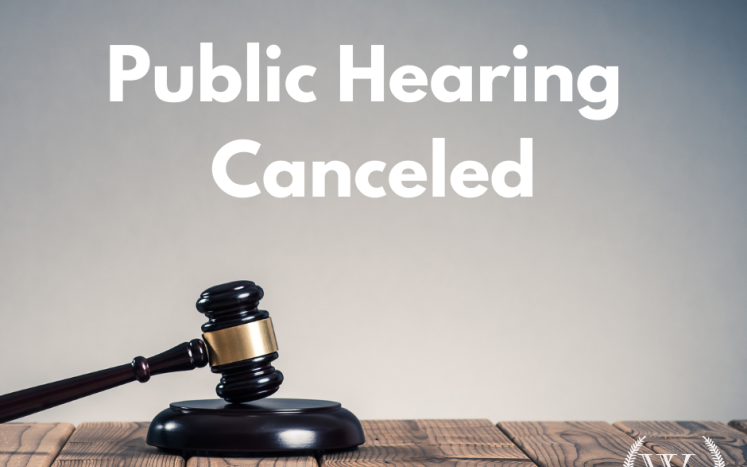 Public hearing canceled